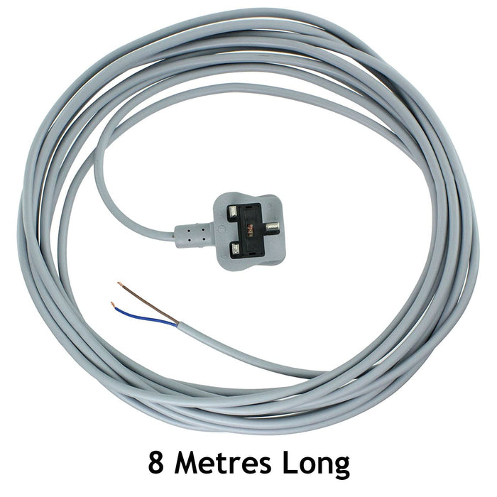 Mains Cable for MIELE Vacuum Cleaner Hoover Lead Grey 8M Replacement
