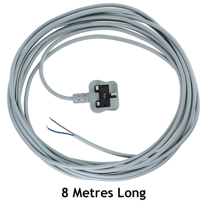 Mains Cable for Karcher Vacuum Cleaner Hoover Lead Grey 8M Replacement