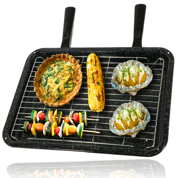 Large Grill Pan, Rack & Dual Detachable Handles for NEW WORLD Oven Cookers