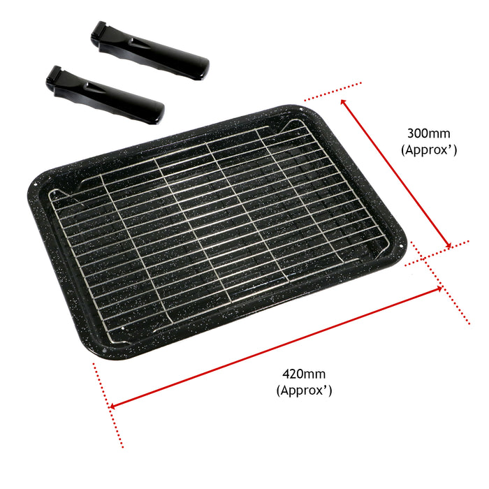 Large Grill Pan, Rack & Dual Detachable Handles for LOGIK Oven Cookers