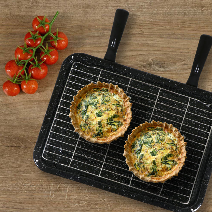 Large Grill Pan, Rack & Dual Detachable Handles for LOGIK Oven Cookers