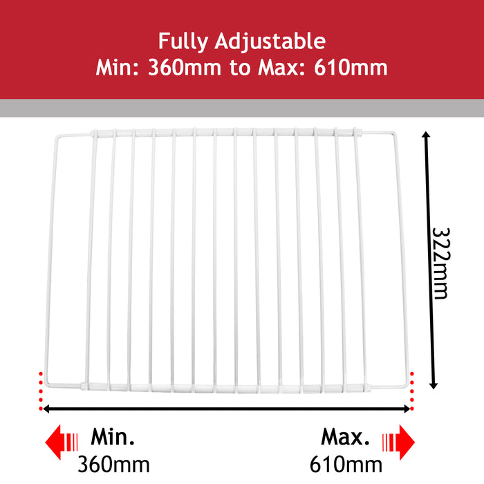 Fridge Shelf for BEKO Adjustable Plastic Coated White Rack Extendable Arms