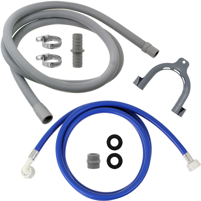 Fill Water Pipe Drain Hose Extension Outlet Kit for HOTPOINT INDESIT ARISTON CREDA Washing Machine 2.5m