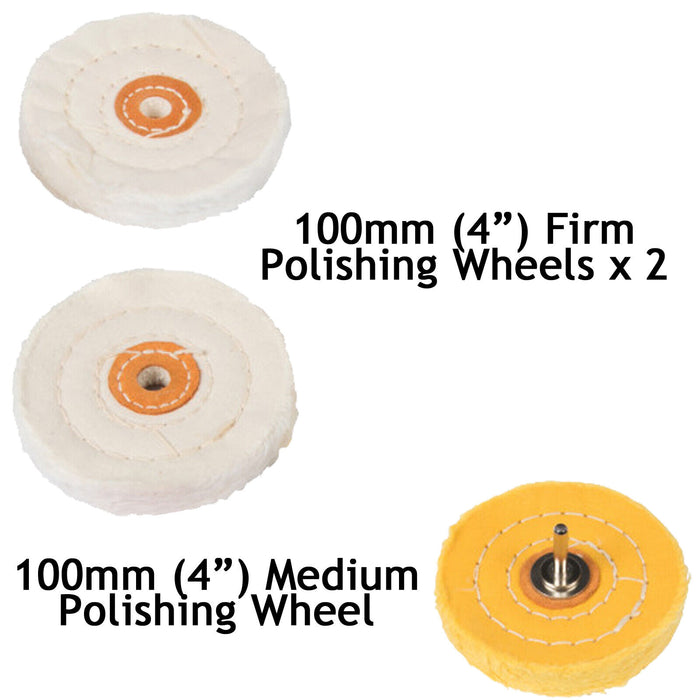 Metal Cleaning Polishing Buffing Wheel & Compound Polish Kit for Drill 7 Pce Set