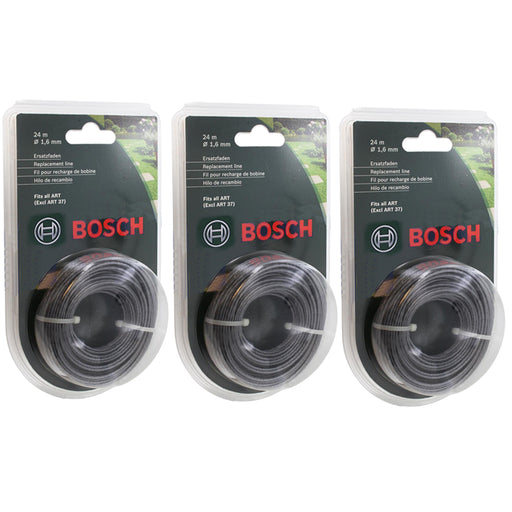 Bosch ART 23 24 26 27 30 36 Strimmer Trimmer Line Spool Feed 24m 1.65mm F016800462 (Pack of 3)