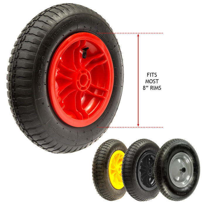 Wheelbarrow Wheel Tyre and Inner Tube - 3.50-8, 35PSi (Pack of 2 Tyres)