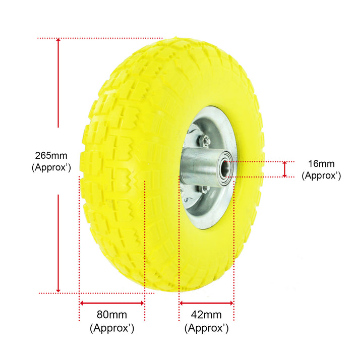 10" Solid Wheelbarrow Wheel Tubeless Barrow Tyre Burst & Puncture Proof Spare x 4