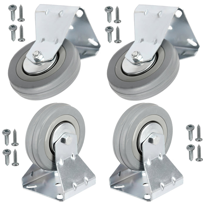 Caster Wheels Fixed Plate 100mm Castor for Office Furniture Cabinet x 4 + Screws