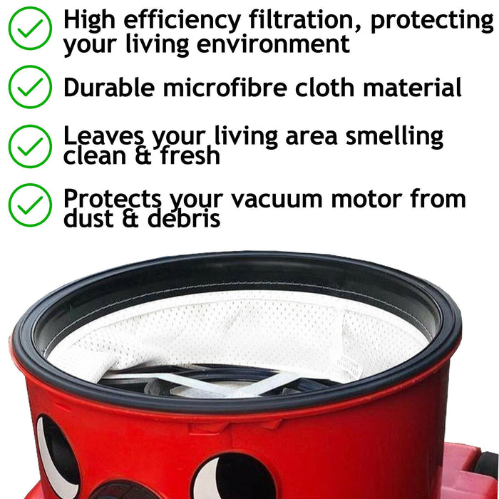 Cloth Filter & Reusable Washable Zip Bag for Numatic Henry Hetty James Vacuum Cleaner