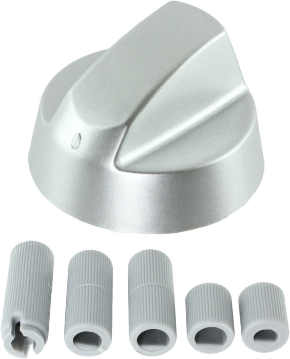 Control Knob Dial & Adaptors for AEG Oven / Cooker (Silver, Pack of 2)