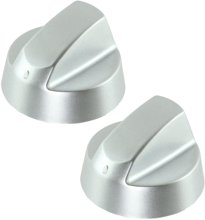 Control Knob Dial & Adaptors for AEG Oven / Cooker (Silver, Pack of 2)