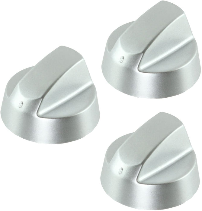 Control Knob Dial & Adaptors for CANDY Oven / Cooker (Silver, Pack of 3)