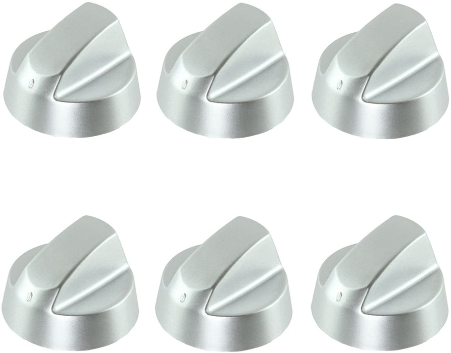 Control Knob Dial & Adaptors for ZANUSSI Oven / Cooker (Silver, Pack of 6)