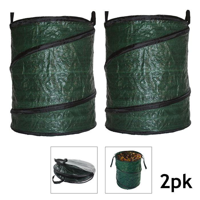 Collapsible Garden Bag Large Reusable Carry Handles Waste Bin Refuse Sack 90L x 2 