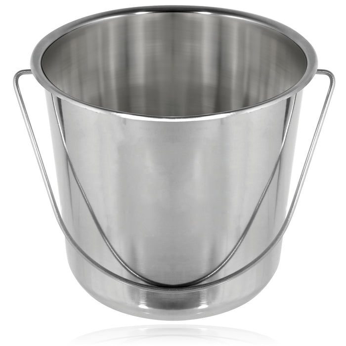 12L Metal Bucket with Lid Stainless Steel 12 Litre Large Heavy Duty Pail Handle x 2