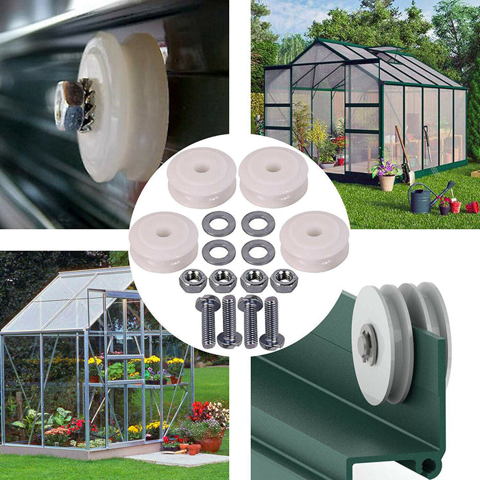 Greenhouse Sliding Door Wheel Roller Repair Kit 22mm Nylon Wheels x 4