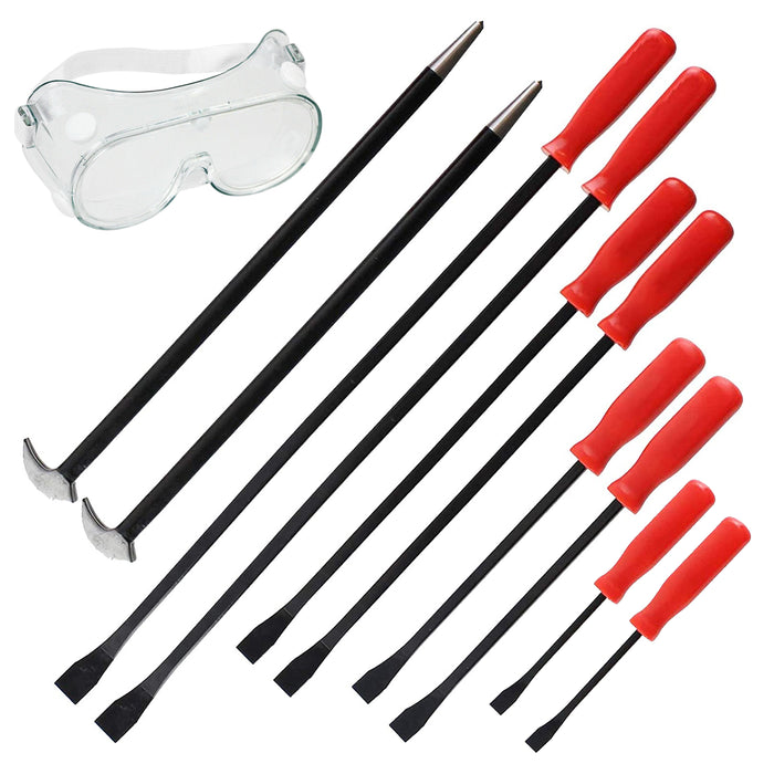 Jumbo Large CrowBar Set Crow Pry Bar Long Rolling Heel Lever x 10 Safety Goggles