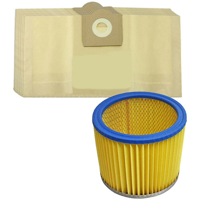 10 Bags & Filter Compatible with EARLEX Powervac Combivac WD1000 WD1100 WD1200P Vacuum Cleaner