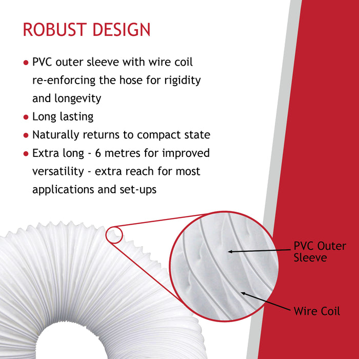Extra Long Vent Hose & Screw Clips Kit for Zanussi Tumble Dryer (6 Metre, 100mm Diameter)