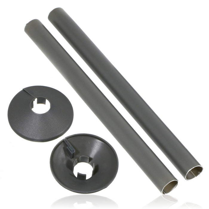 Radiator Pipe Covers Shroud Collars Sleeve Anthracite Grey 15mm x 200mm
