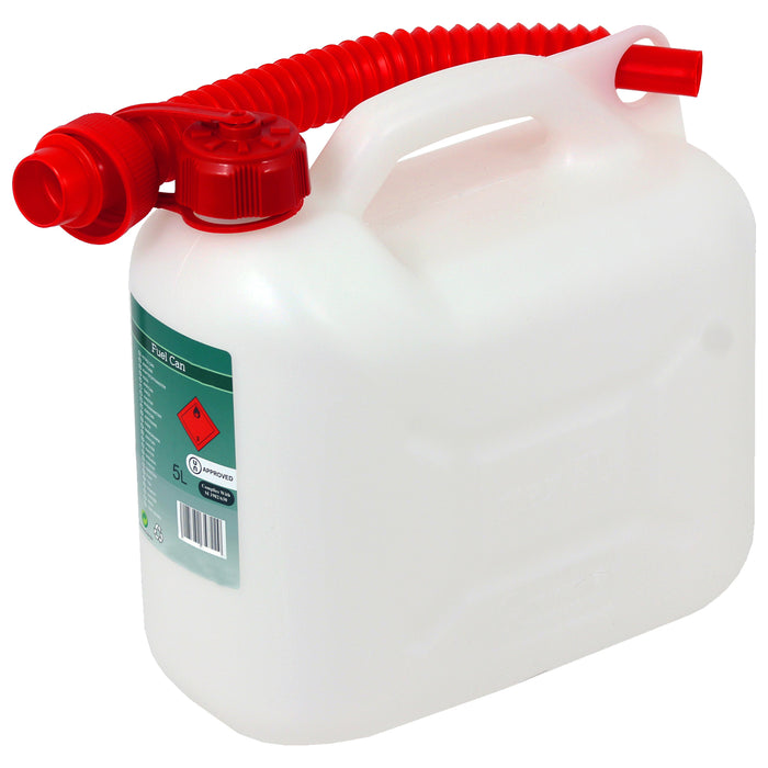 Fuel Can 5L Large Plastic Petrol Diesel Jerry Can Clear Opaque Extension Spout