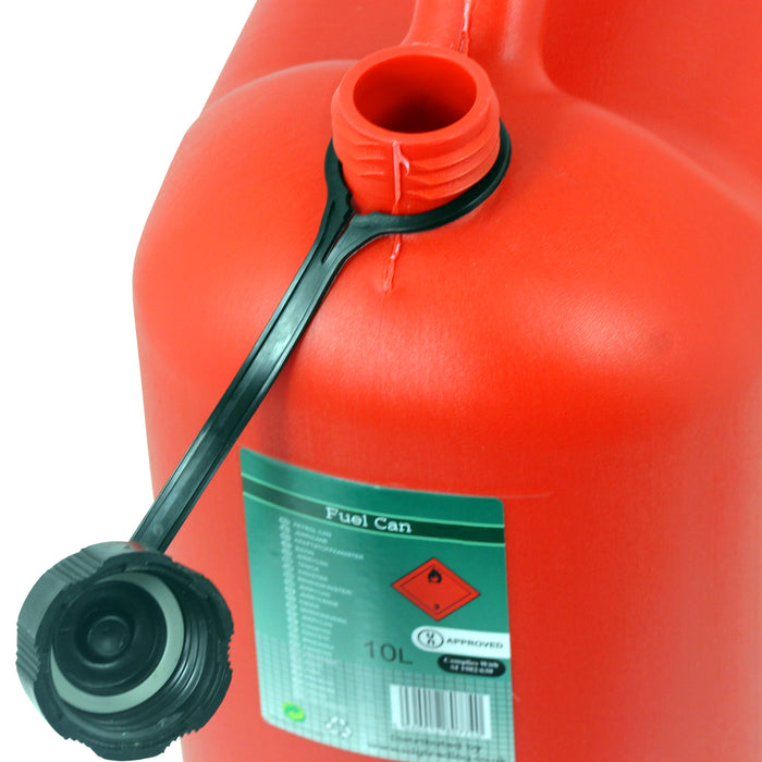 Fuel Can 10L Red Large Plastic Petrol Diesel Jerry Can Canister + Flexible Spout