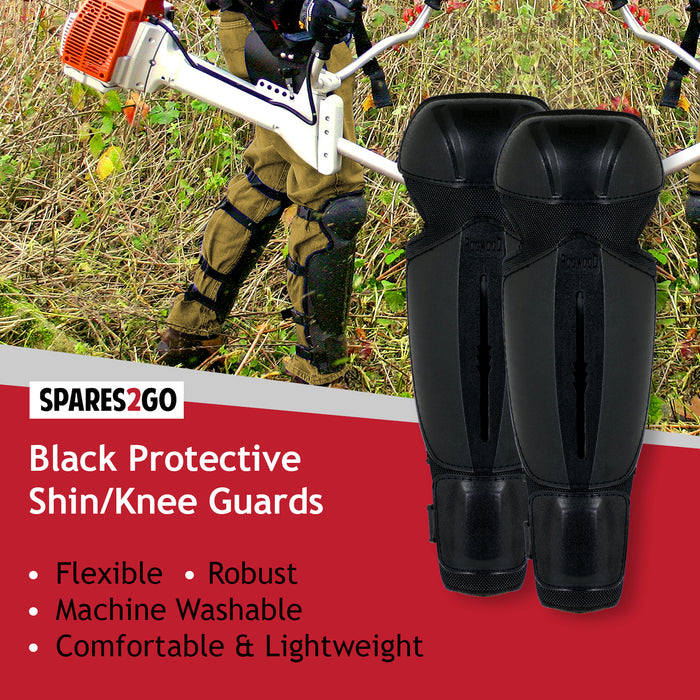 Knee & Shin Guards for Grass Strimmer / Trimmer (One Size, Black)