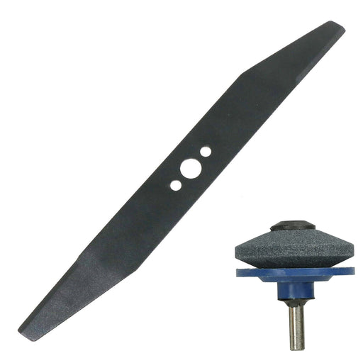 Lawnmower Blade for Flymo Hovervac 35 Turbo Vision Compact 350 35cm 350mm FLY008, 5127334-00/0, 5127334-90/1 + Sharpener