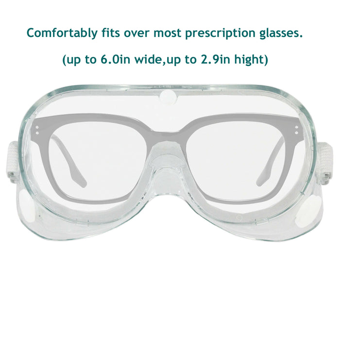 Multipurpose Safety Goggles Protection Glasses One Size Fit Pack of 2 Clear