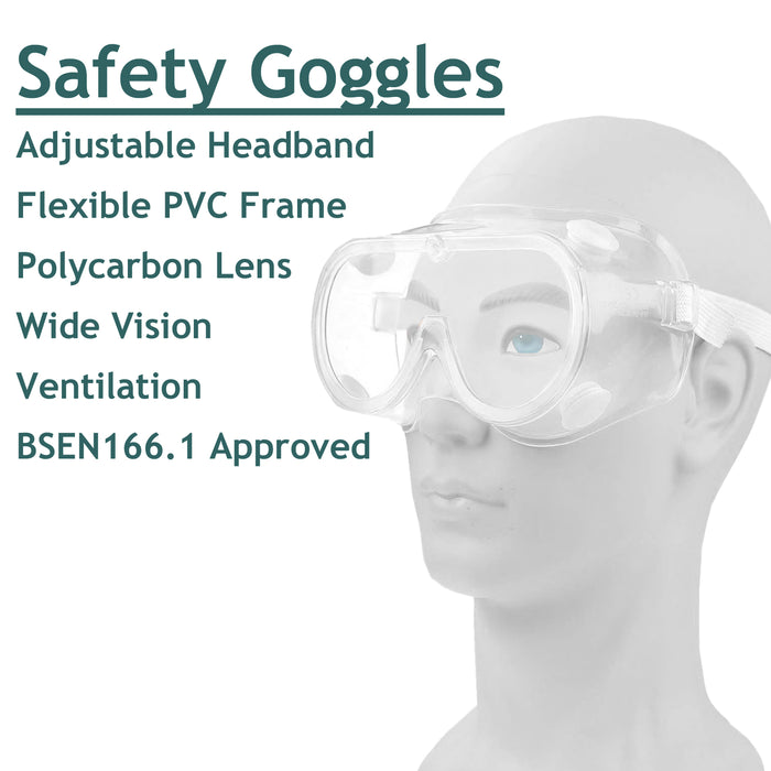 Multipurpose Safety Goggles Protection Glasses One Size Fit Pack of 1 Clear