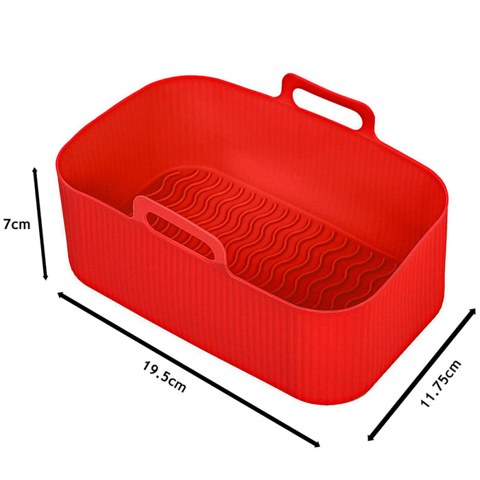 Air Fryer Basket Liner Dual Drawer Pot Silcone Mat Rectangular Handles x 2