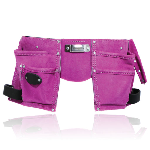 Gardening Tool Belt Pink Double Leather 11 Pouch Purple Holder Adjustable Suede