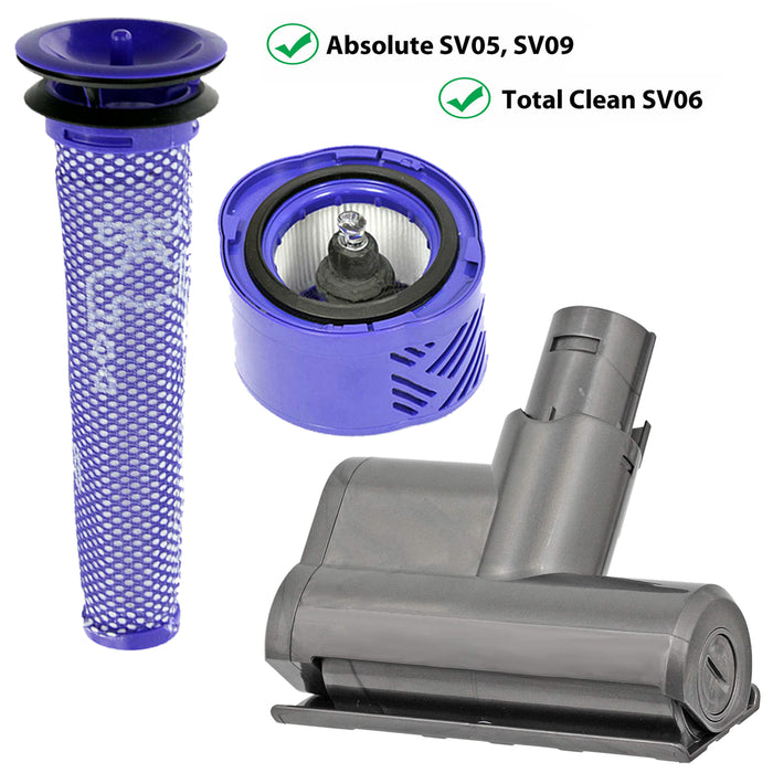 Pre & Post Motor Filter Kit for Dyson SV05 SV06 SV09 Absolute Total Clean Cordless Vacuum Cleaner + Motorised Mini Turbine Tool