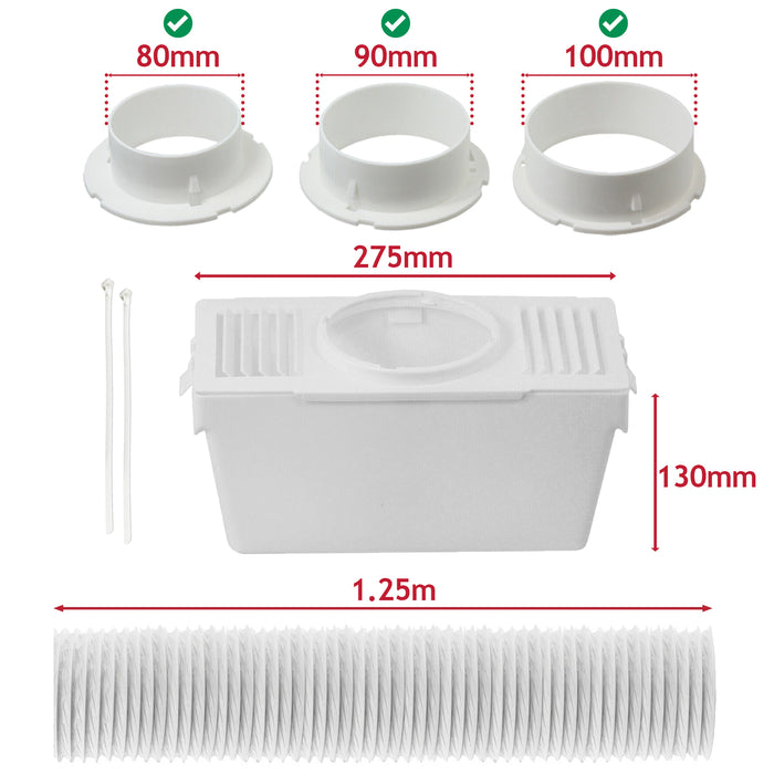 Condenser Vent Box & Hose Kit for White Knight Vented Tumble Dryers (1.25m)