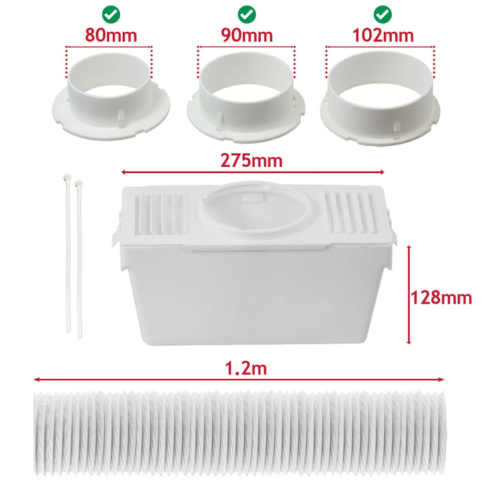 Vent Hose Condenser Kit with 3 x Adaptors for White Knight Tumble Dryer (1.2m)
