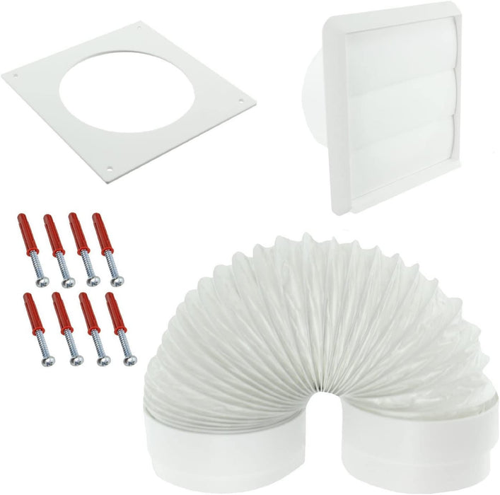 Universal Cooker Hood External Kitchen Fan Wall Vent Cover Kit (White, 4" / 102mm)