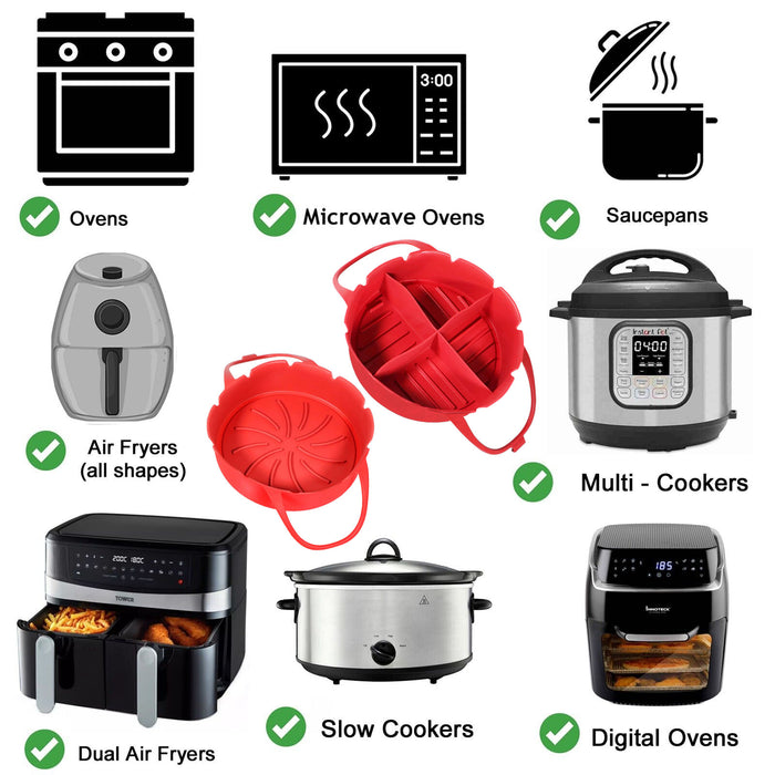 Air Fryer Basket Liner Silicone Pot Mat Non-Stick Multi Cooker Round Tray Set