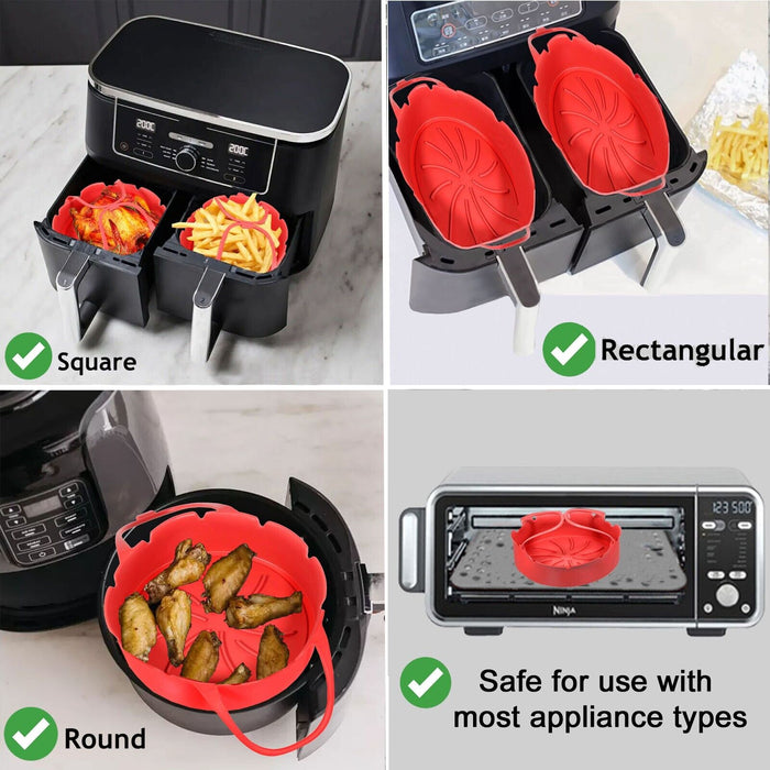 Air Fryer Basket Liner Silicone Pot Mat Non-Stick Multi Cooker Round Tray Set
