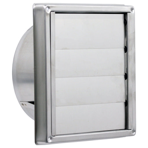 Stainless Steel Square External Extractor Wall Vent Outlet with Gravity Flaps (5" / 125mm)