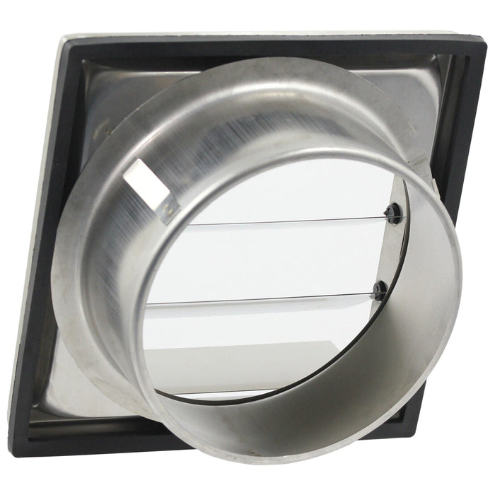 Stainless Steel Square External Extractor Wall Vent Outlet with Gravity Flaps (5" / 125mm)