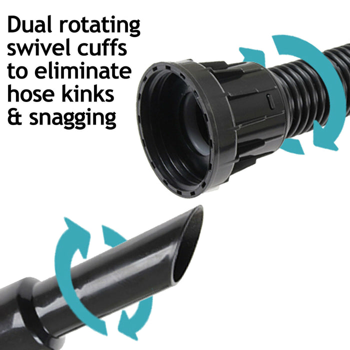 SPARES2GO - 5m HOSE for NUMATIC HENRY VACUUM - Dual rotating swivel cuffs to eliminate hose kinks & snagging