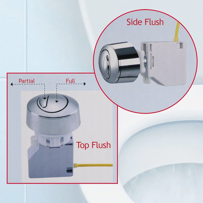 Adjustable Dual Flush Toilet Valve Concealed Cistern with Push Button (1.5" / 2" Outlet, 300mm Cable)