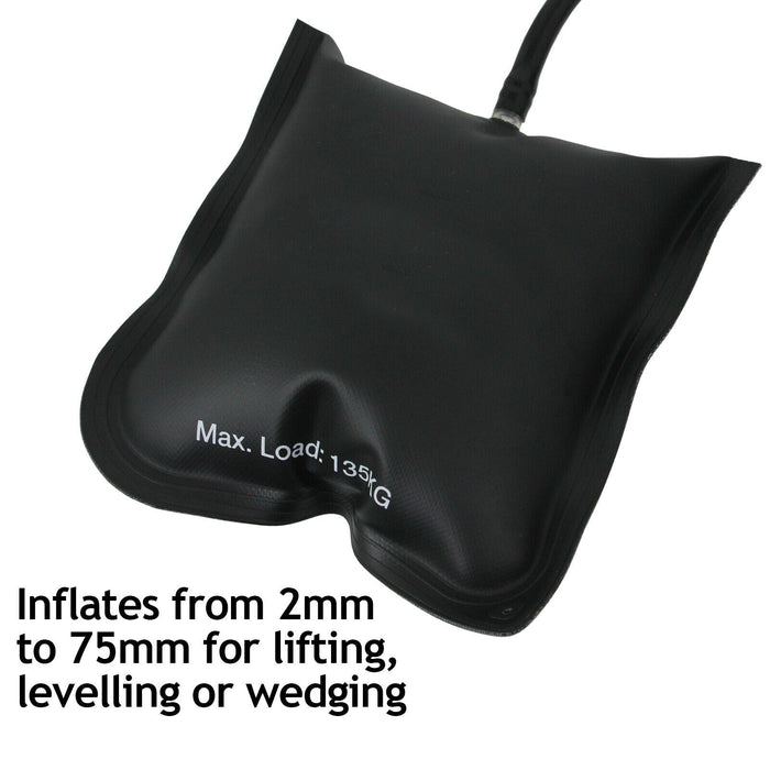Inflates from 2mm to 75mm for lifting, levelling or wedging