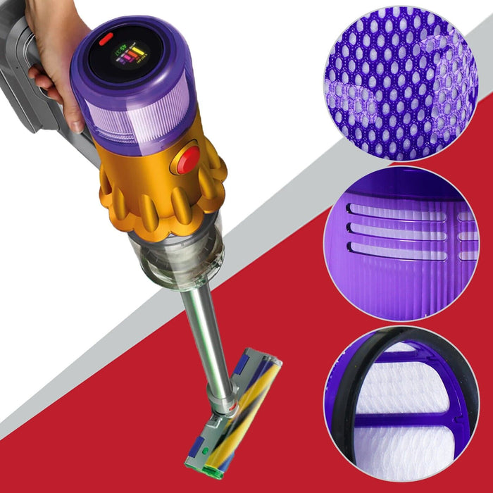 Dyson V12 SV20 SV30 Detect Slim HEPA Vacuum Filter Washable Reusable 971517-01 + Cleaning / Dusting Brush