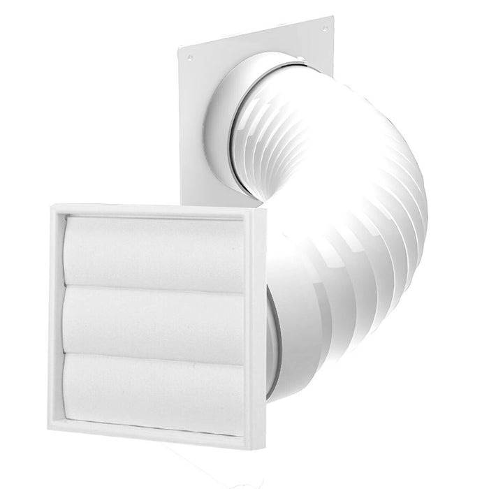 Universal Tumble Dryer Vent Kit Non Return Flap Exterior Wall Venting (White, 4" / 100mm)