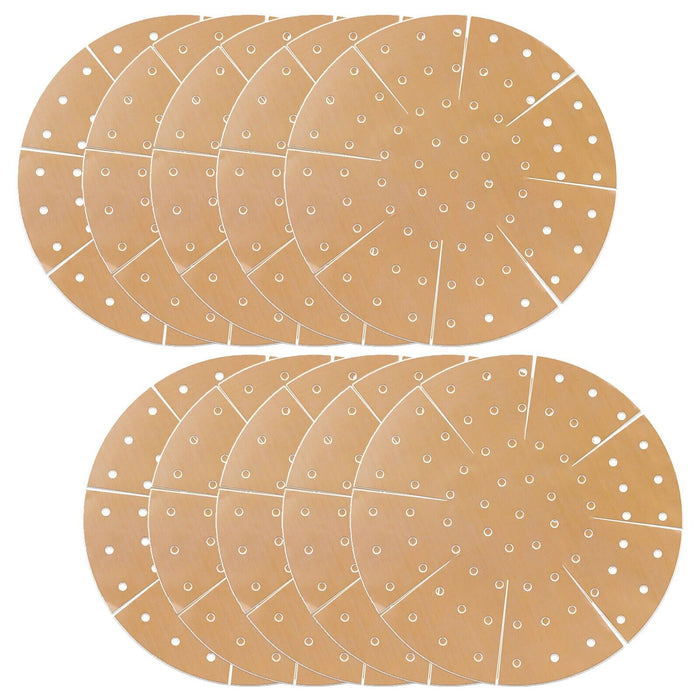 Universal Air Fryer / Multi Cooker Drawer Liners Non-Stick Round Perforated Mats (Brown, Pack of 10)