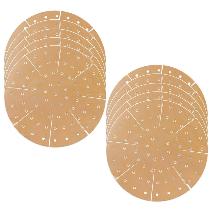 Universal Air Fryer / Multi Cooker Drawer Liners Non-Stick Round Perforated Mats (Brown, Pack of 10)