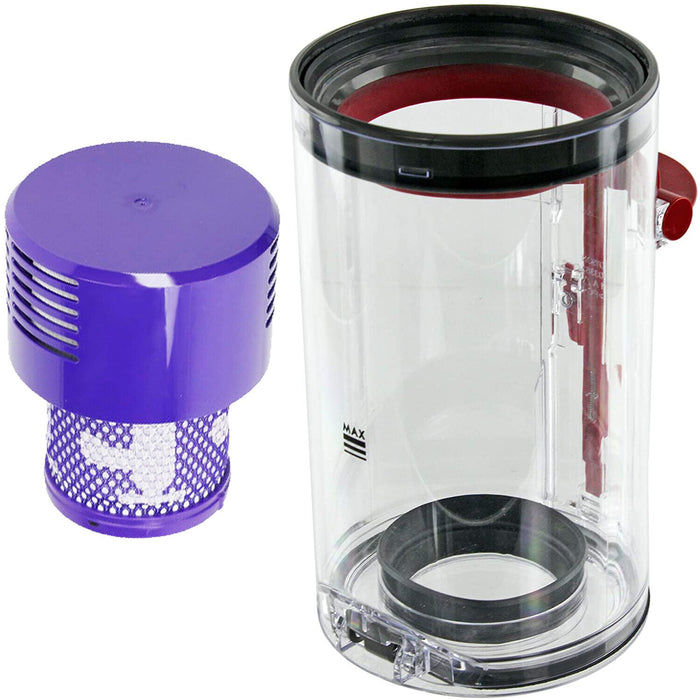Dust Bin Container + Washable Filter for DYSON V10 SV12 Animal Absolute Vacuum