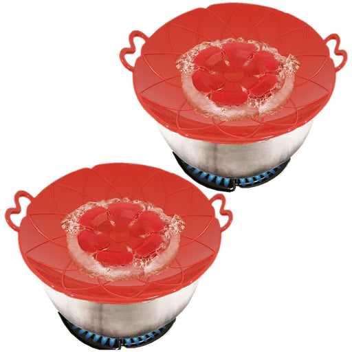 Pan Lid Spill Stopper Silicone Pot Steamer Saucepan Anti Boiling Overflow Protector Covers (Pack of 2)