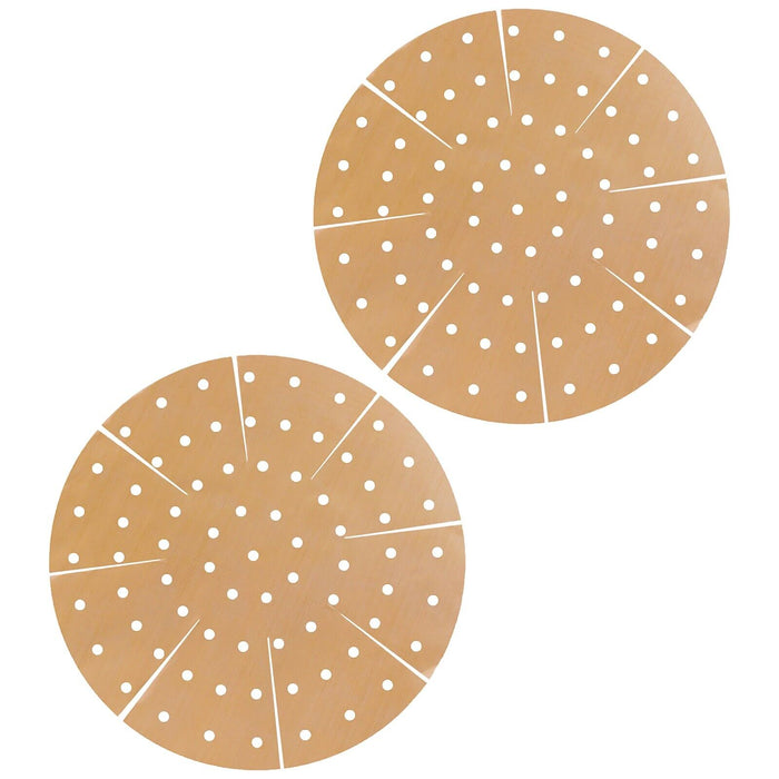 Universal Air Fryer / Multi Cooker Drawer Liners Non-Stick Round Perforated Mats (Brown, Pack of 2)